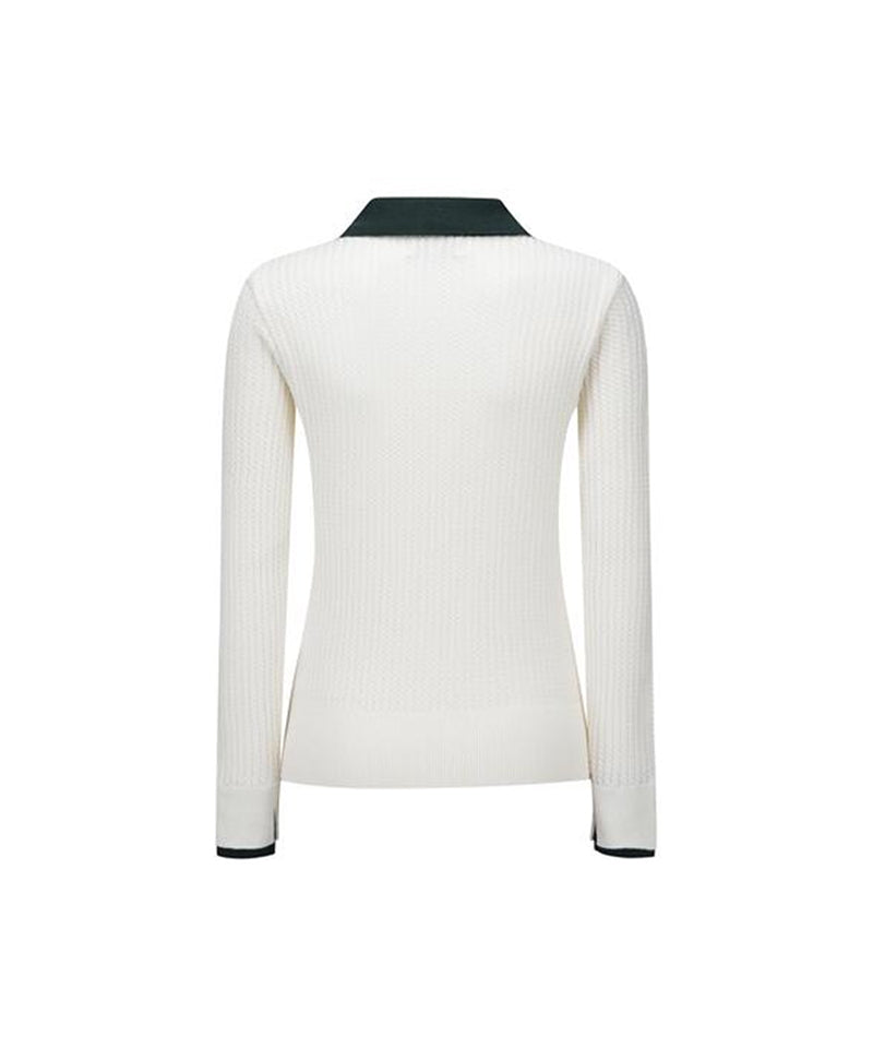 Women's Logo Point Cable Sweater - Off-White