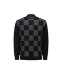 Men's Black Check Board Cardigan - Black