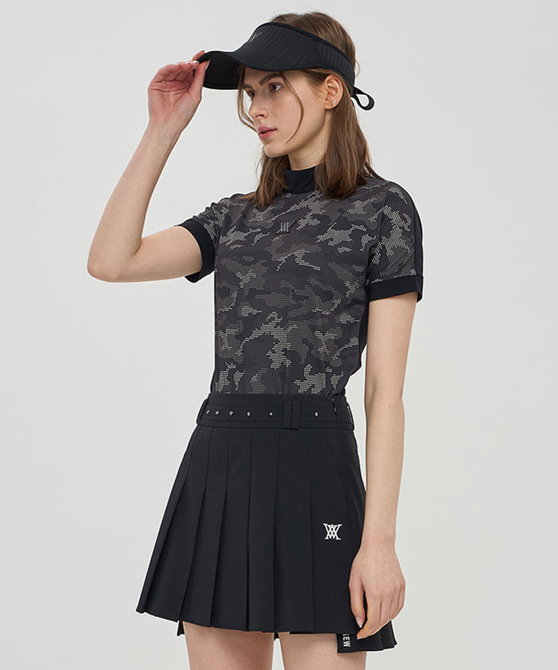 Women New Camouflage Short T-Shirt - Black