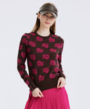 Women's Logo Pattern Jacquard Pullover - Dark Brown