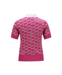 ANEW Golf Women's SM Logo Pattern Short Sleeve Sweater - Hot Pink