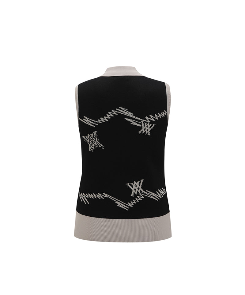 ANEW Golf Women's SM Logo Pattern Knit Vest - Black