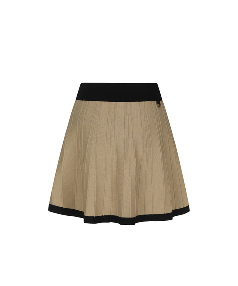 Women Pleated Skirt - Beige