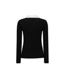 Women's Logo Point Cable Sweater - Black