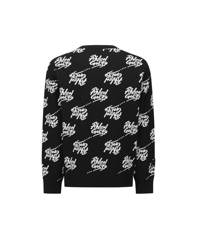 Men's Logo Pattern Jacquard Pullover - Black