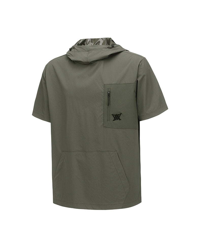 Men Lip Hoodie Short T-Shirt - Khaki