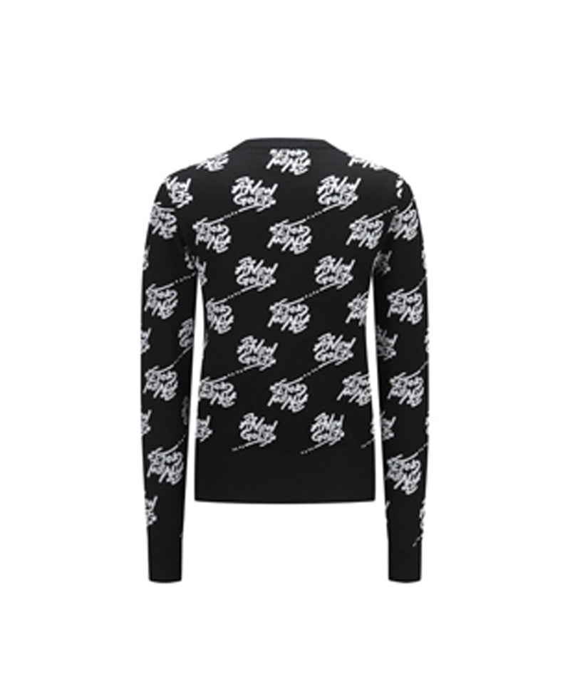 Women's Logo Pattern Jacquard Pullover - Black