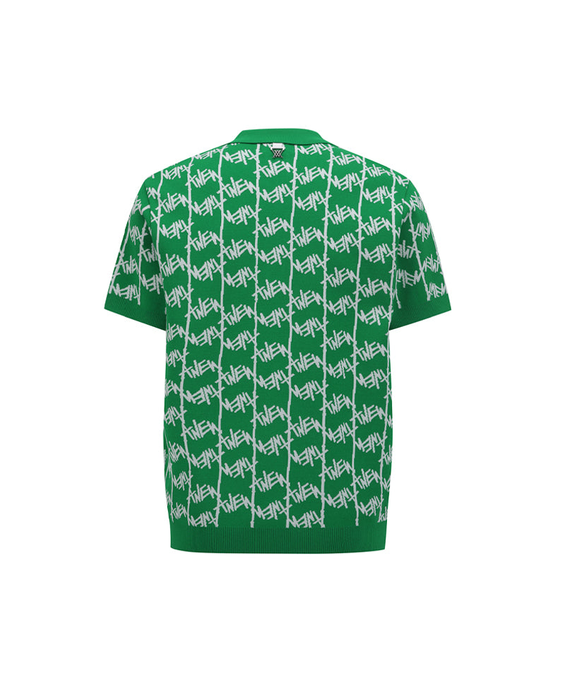 ANEW GOLF Men's SM  Logo Pattern Short Round Sleeve Sweater - Green