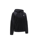 Women's Wooven Blocked Longsleeve Hoodie - Black