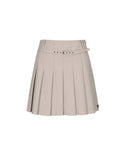 Women's Buckle Point Pleats Skirt - Light Beige