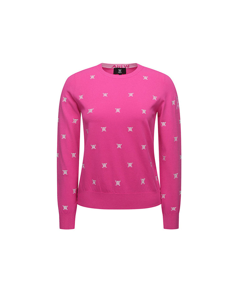 Women's Monogram Logo Point Pullover Sweater - Pink