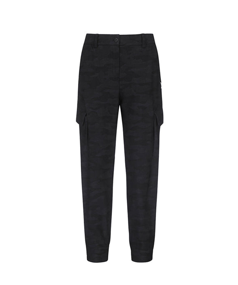 Women's Camo Pattern Jogger Long Pants - Black