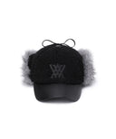 Women's Boucle Leather Cap - Black