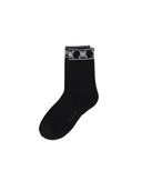 Men's Stripe Logo Middle Socks - Black