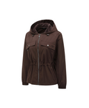 Women's Hooded Utility Safari Jacket - Brown