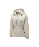 Women's Hooded Utility Safari Jacket - Light Beige