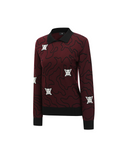 Women's Seasonal Pattern Collar Sweater - Burgundy