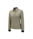 Women's Wide Collar T-Shirt - Khaki Beige