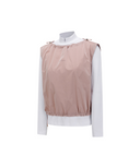 Women's Woven Mix Layered T-Shirt - Light Pink