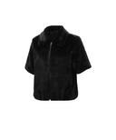 Women's Short Sleeve Fur Jacket - Black