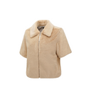 Women's Short Sleeve Fur Jacket - Light Beige