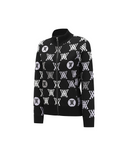 Women's Color Logo Pattern Sweater Cardigan - Black