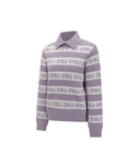 Women's Striped Logo Mock Neck Sweater - Lavender
