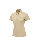 Women's Solid Short Sleeve Collar T-Shirt - Beige