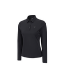 Women's Solid Long Sleeve Collar T-Shirt - Black