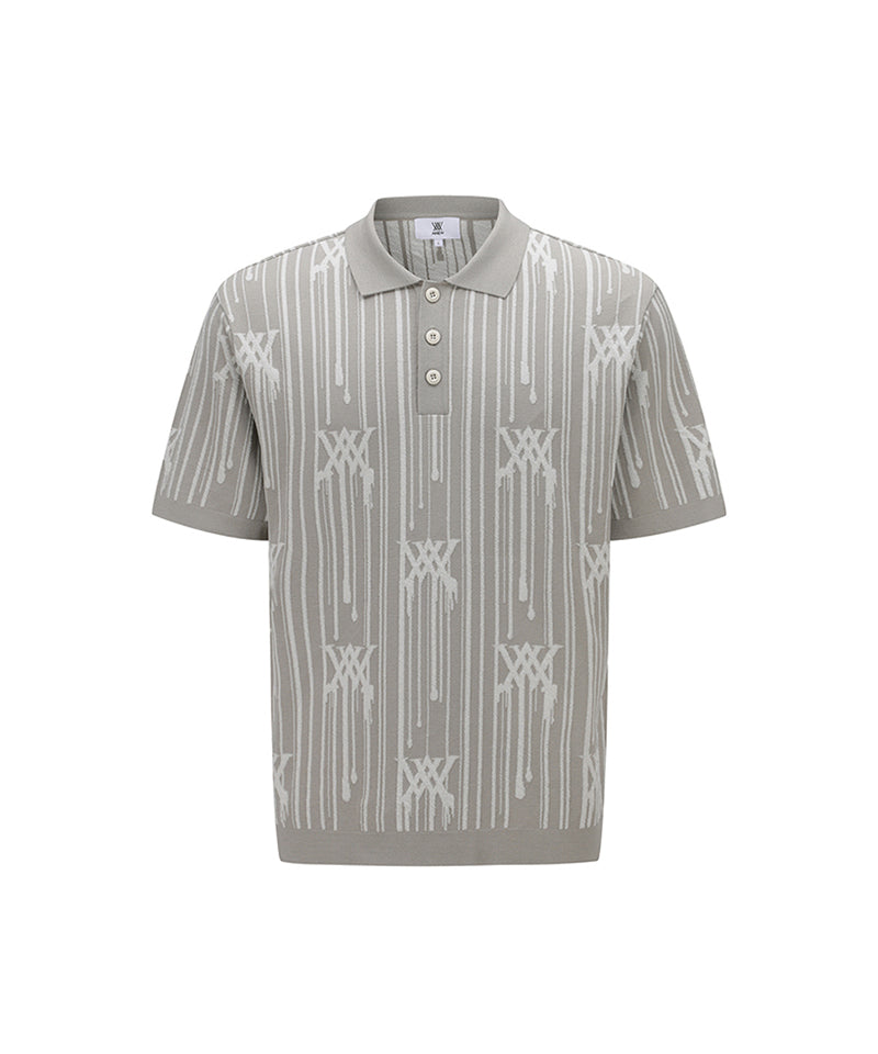 Men Rain Logo Short Sleeve Sweater - Beige