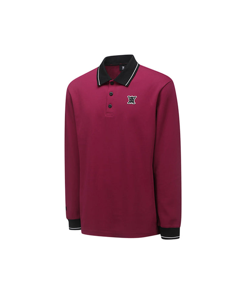 Men's Back Big Logo Long T-Shirt - Burgundy