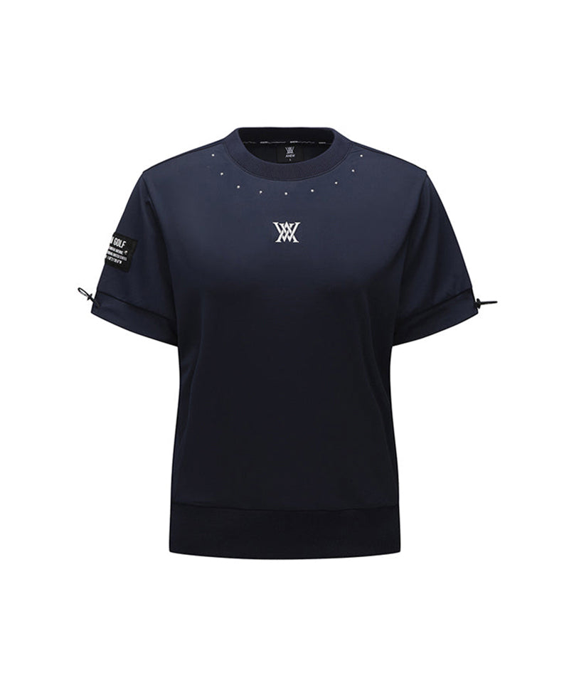 Women's Beads Point Crop Short Sleeve  T-Shirt - Navy