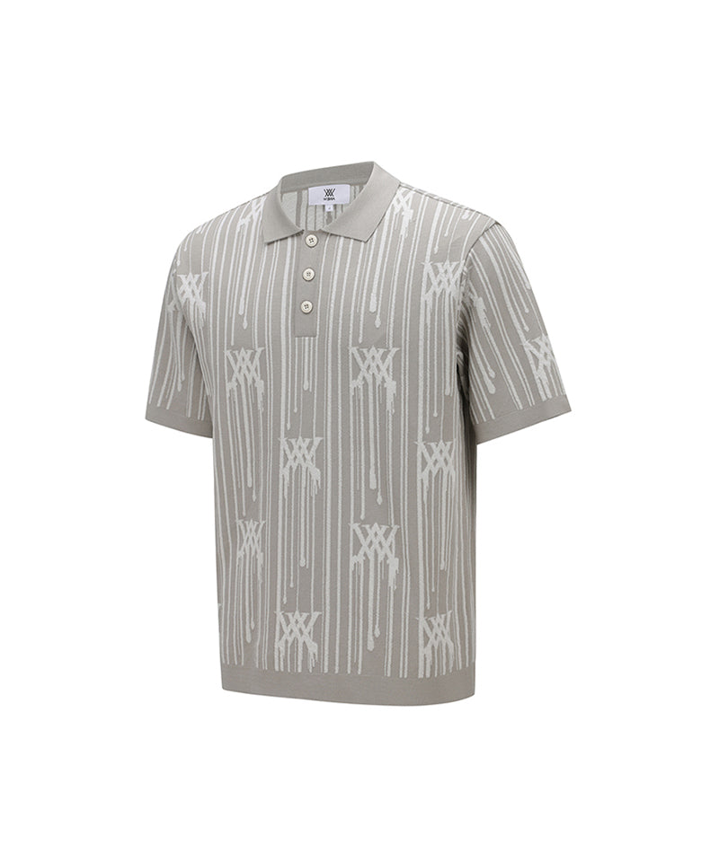 Men Rain Logo Short Sleeve Sweater - Beige
