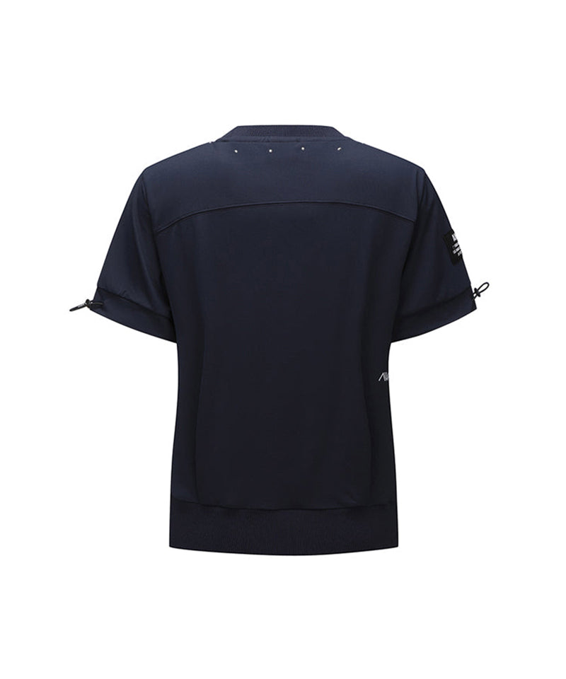 Women's Beads Point Crop Short Sleeve  T-Shirt - Navy