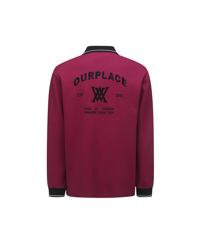 Men's Back Big Logo Long T-Shirt - Burgundy