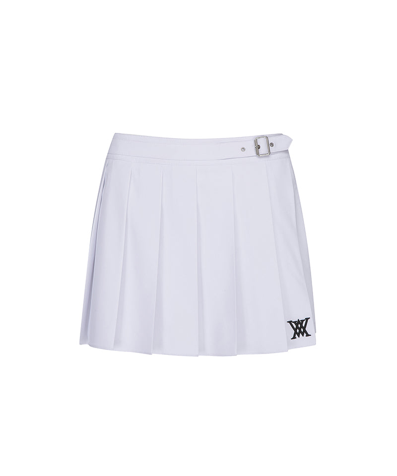 Women's Belt Loop Point Outer Pleated Shorts - White