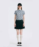 Women's Logo Pattern Short T-Shirt - Gray