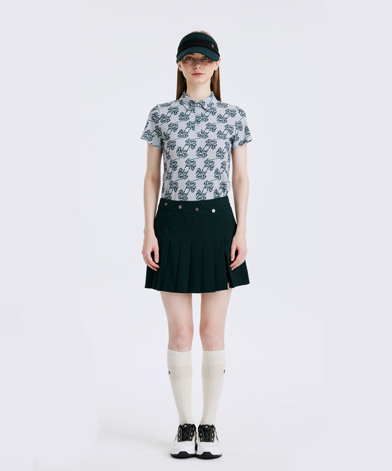 Women's Logo Pattern Short T-Shirt - Gray