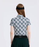 Women's Logo Pattern Short T-Shirt - Gray