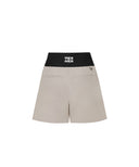 Women's Band High Waist Half Pants - Beige