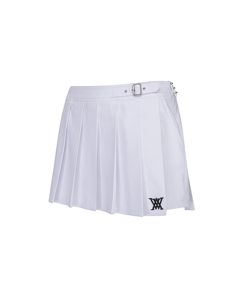 Women's Belt Loop Point Outer Pleated Shorts - White