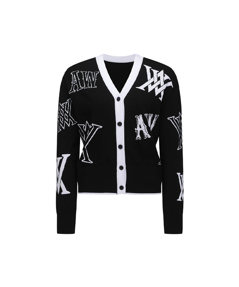 Women's Logo Intarsia Cardigan - Black