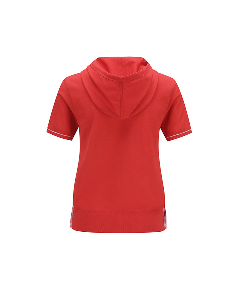 Women Hoodie Point Sweater - Red