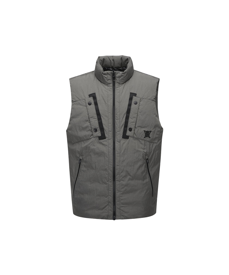 ANEW Golf Men Diagonal Incision Point Down Vest - Light Brown