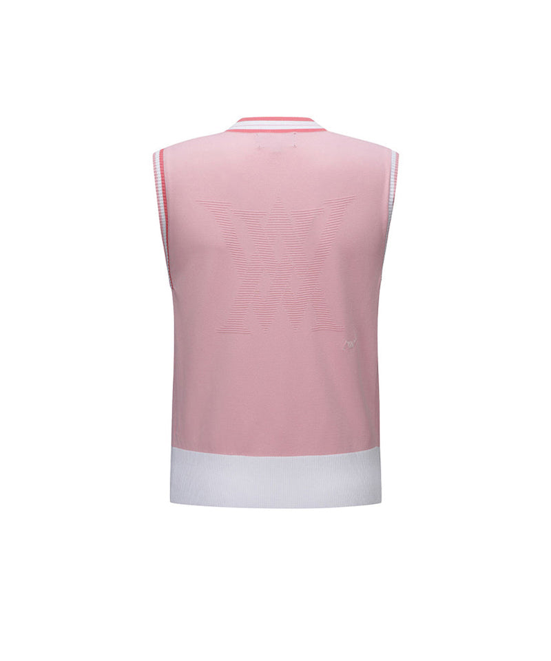 Women's V-Neck Sweater Vest - Light Pink