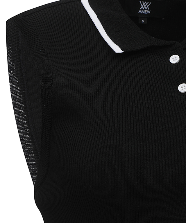 Women's Collar Golgi Sleeve Sweater - Black