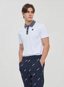 [Signature] Men's Denim Collar Short T-Shirt - White