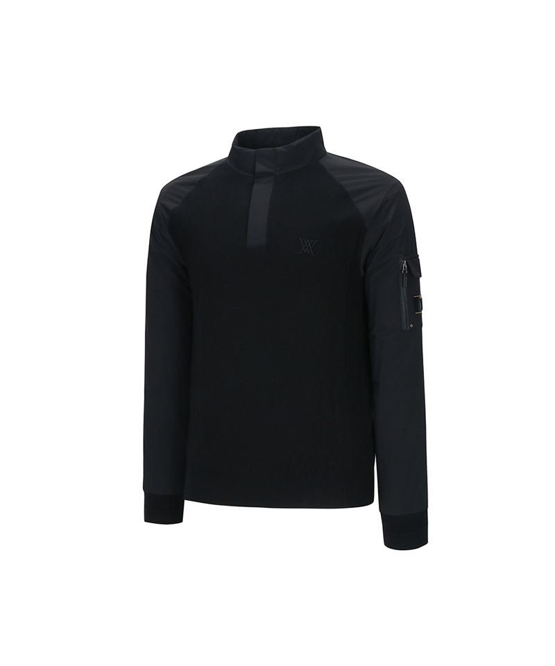 ANEW Golf Men's Preformance Wind Block Hybrid Pullover - Black