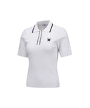 ANEW Golf Women's SM Stripe Texture Short Sleeve Sweater - White