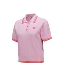 Women Wide Collared Short Sleeve Sweater - Light Pink